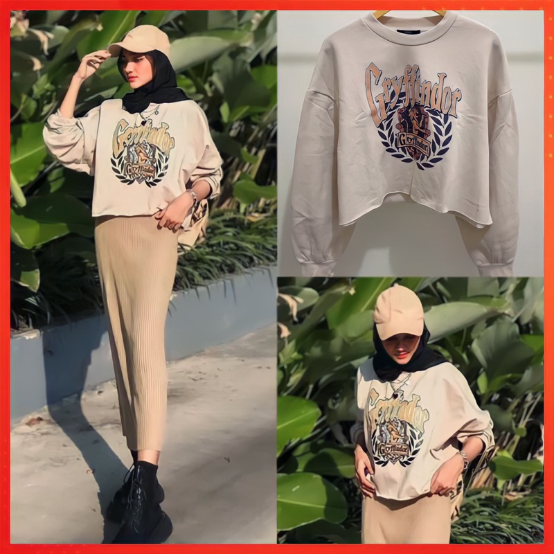 Pariroo Sweater Gryffindor Harry Potter / Sweater Crop Oversize / Sweater Crop Cute / Sweater Crop T