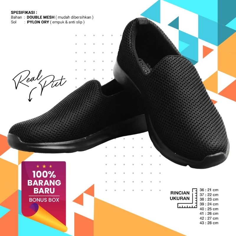 SEPATU SLIP ON PRIA SKECHERS SLIP ON FULL HITAM