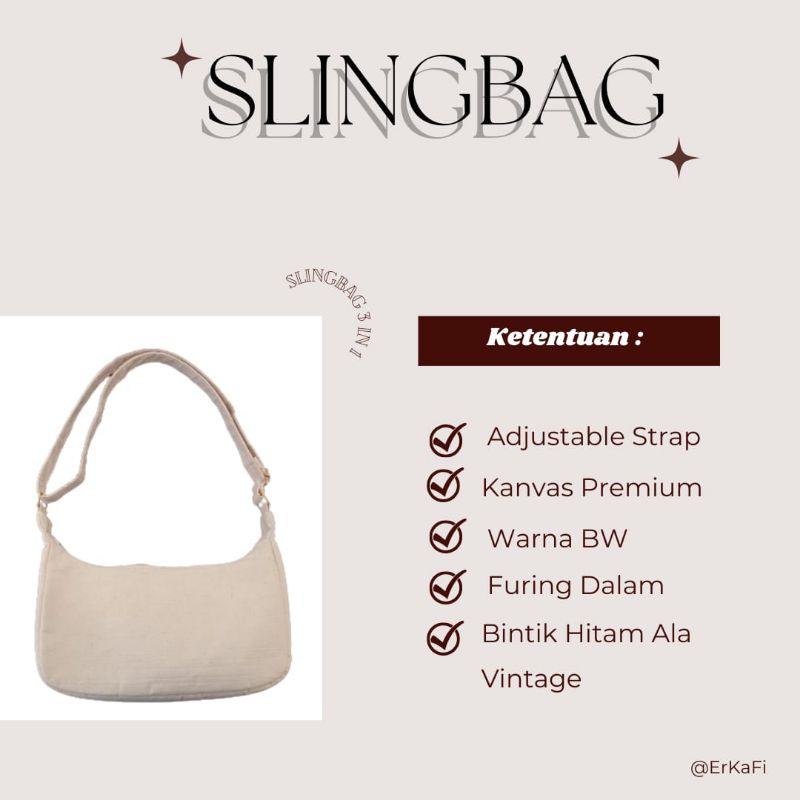 SLING BAG 3 IN 1 KANVAS PREMIUM WANITA ORIGINAL