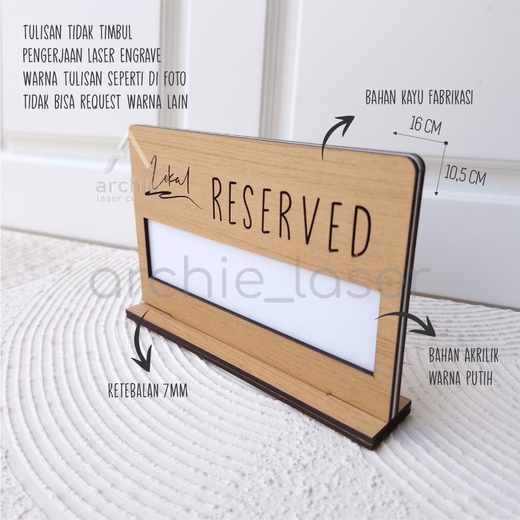 Tanda Reserved / Papan Meja / Reserved Sign / Desk Sign / Reserved Board / Papan Meja Reservasi