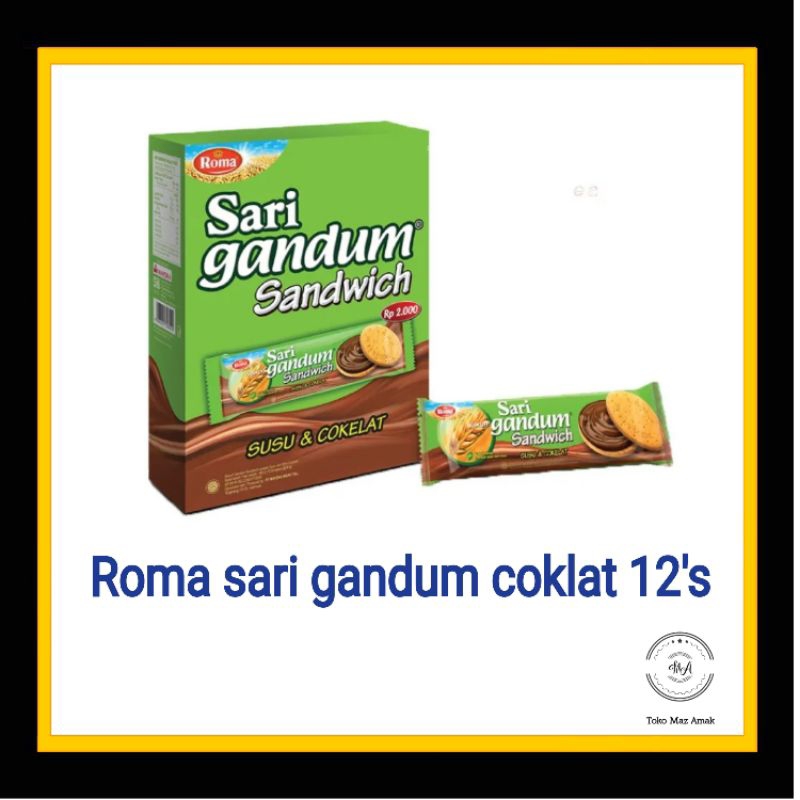 

Roma sari gandum coklat box 12 x 36gr