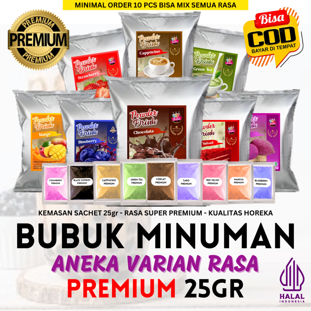 

Bubuk Minuman Rasa Premium MIX 25gr Serbuk Minuman Rasa dan Teh Kekinian