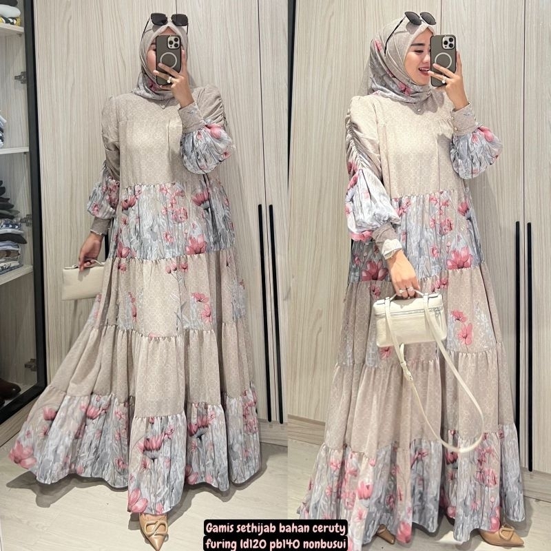 gamis ceruty bunga