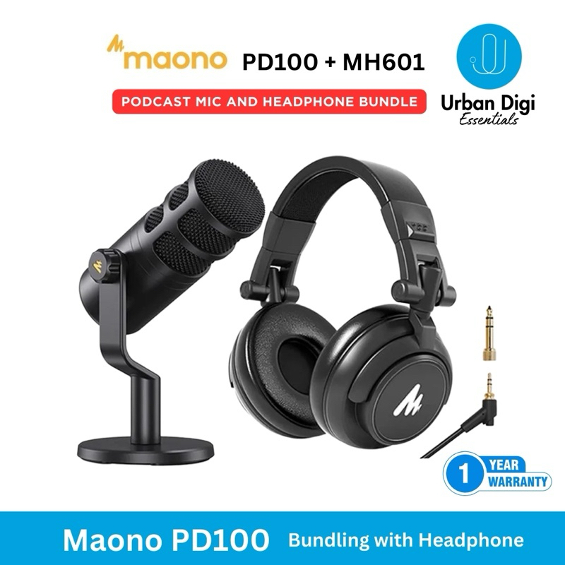 Maono Podcast Mic Bundle - Maono PD100 dan Headphone MH601
