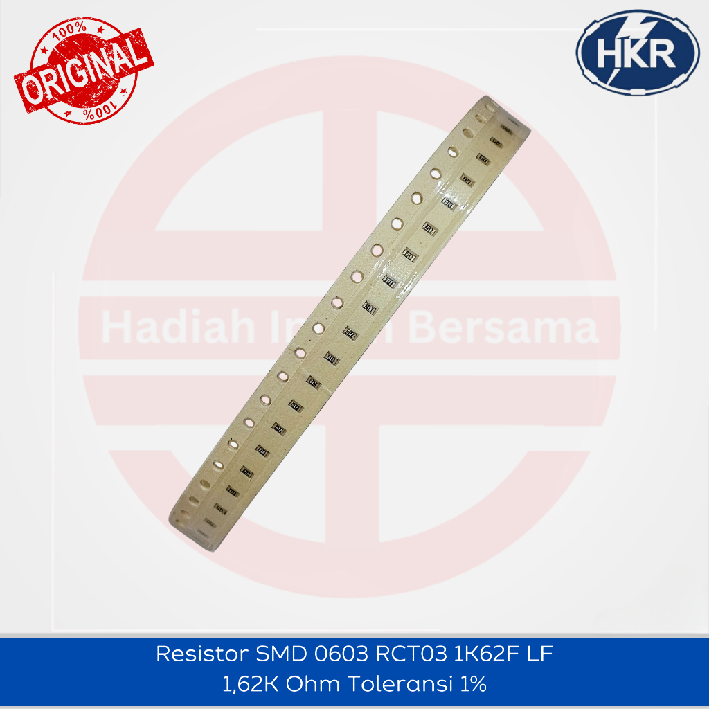 10 Pcs Chip Resistor SMD 0603 1K62 1,62K Ohm Toleransi 1% Original HKR