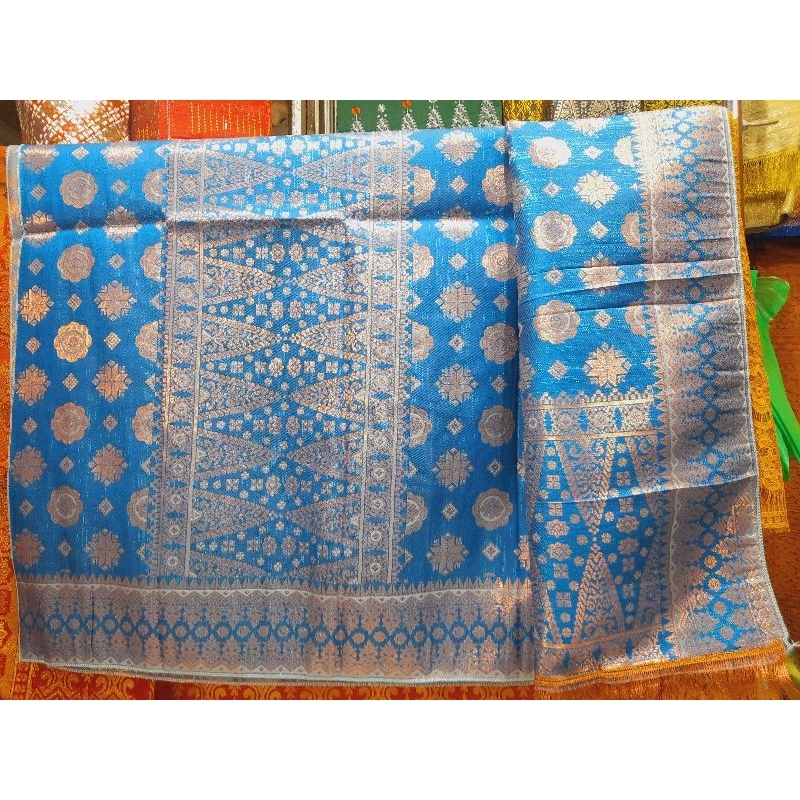 Semi Songket Palembang biru tembaga