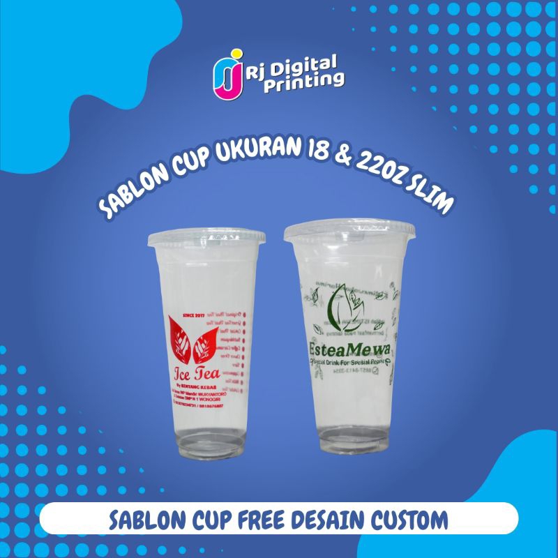 Sablon Cup 18 Oz & 22 Oz Slim Datar Murah