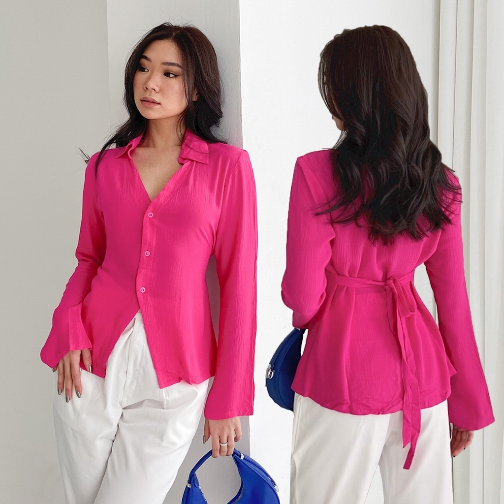 ZERAX - ATASAN BAJU WANITA LENGAN PANJANG / DONNA BLOUSE / KEMEJA ABG KEKINIAN ALA KOREAN LOOK