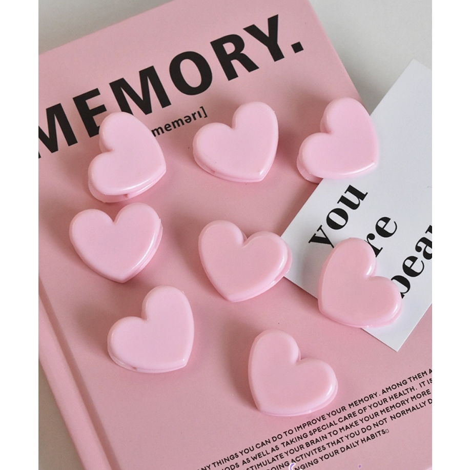 

08 Cute clip Heart /Paper clip Klip Kertas Hati Penjepit Kertas Clip Photo Test Paper Clip Plastic Snack Sealing Clip Binding Ticket Folder File / Clip photo polaroid