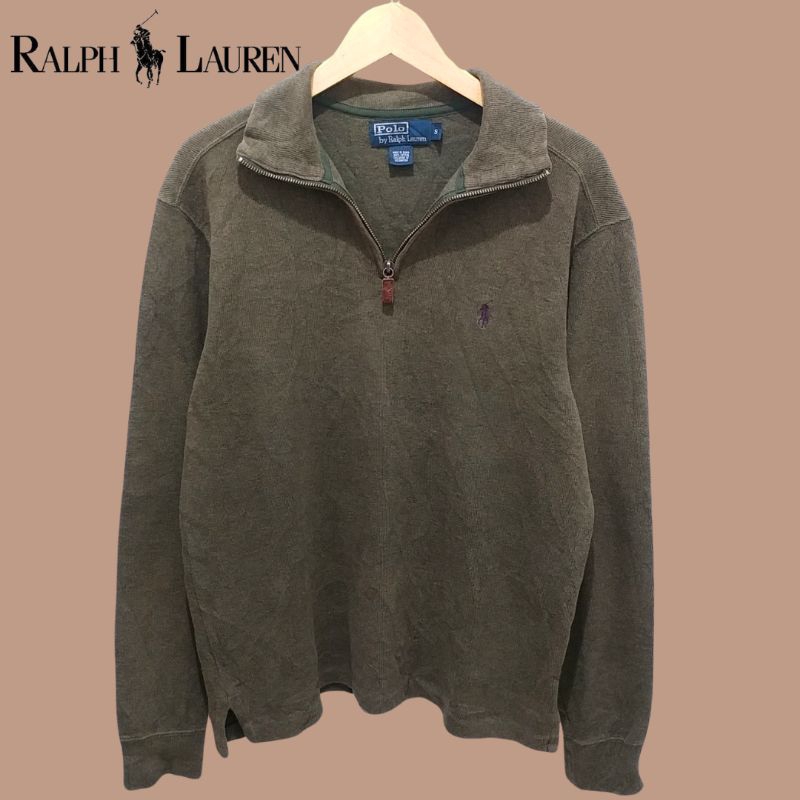 Polo Ralph Lauren Army Half Zip Cotton Sweater