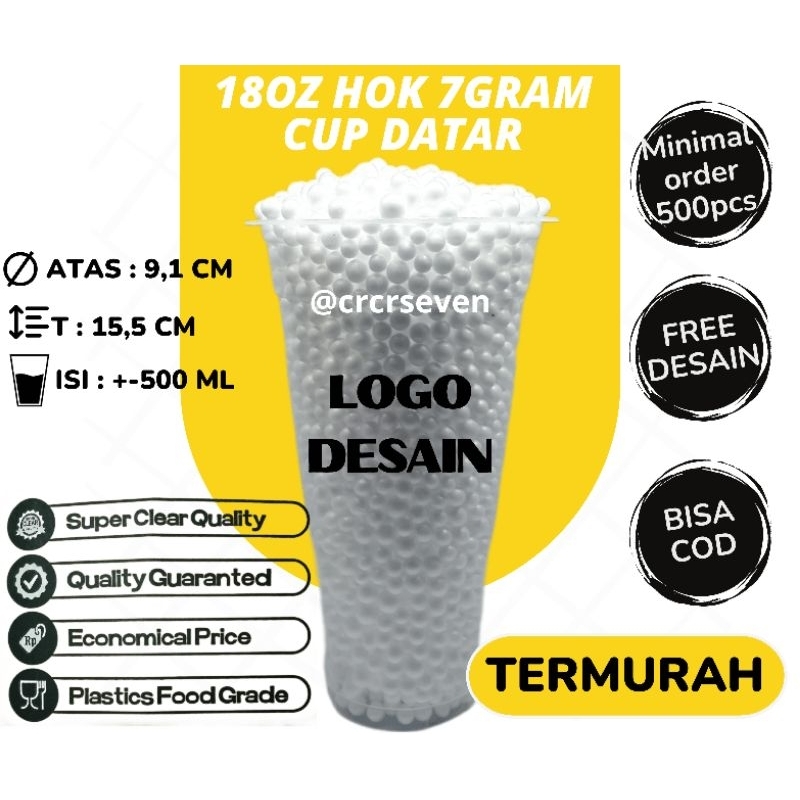 cup 18 oz slim hok , sablon cup 18oz merk hok 7-8 gram free desain