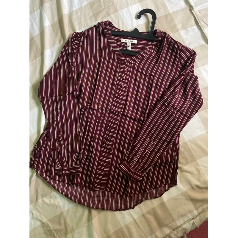 PRELOVED KEMEJA STRIPED KEMEJA KERJA KEMEJA WANITA REMIX JEANS