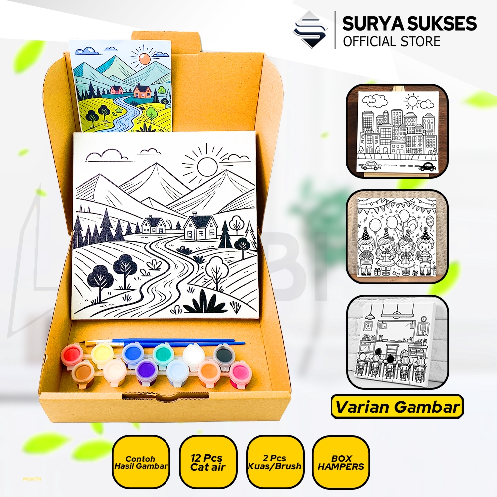 

DIY PAINT KIT ONE SET CANVAS BOARD - KANVAS LUKIS SKETSA SET 20 X 20 CM CANVAS GAMBAR