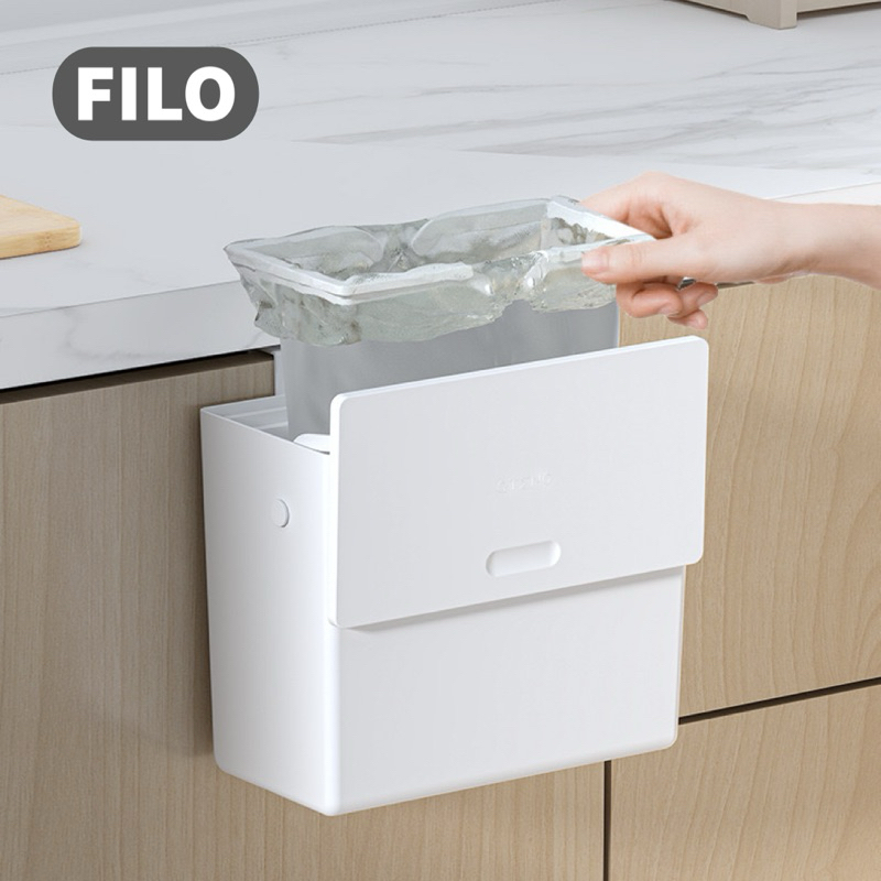 PREMIUM FILO Tempat Sampah 6 Liter Wadah Putih Tong Sampah Portable Tempel Dinding Rak Dapur Toilet 