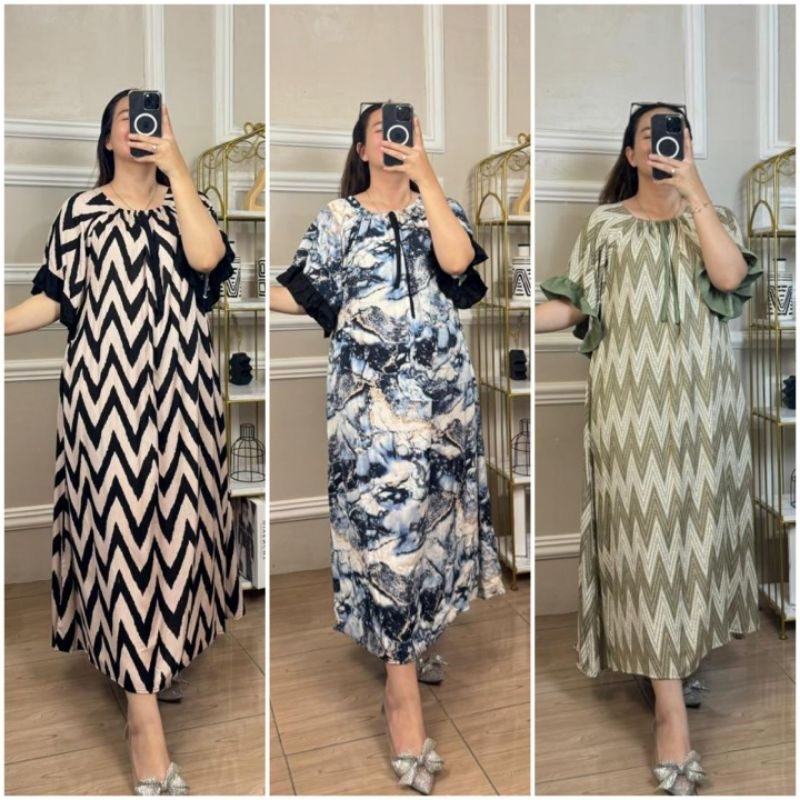 BISA COD GALERIAZKIYA ALYSA DRESS/ ALYSSA DRESS/ DASTER JUMBO LENGAN TEROMPET RENDA/ DASTER PANJANG 