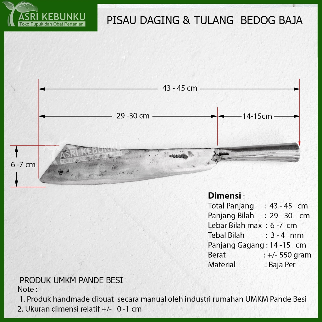 Pisau Cincang Daging dan Tulang, Pisau Baja Tajam dan Kuat