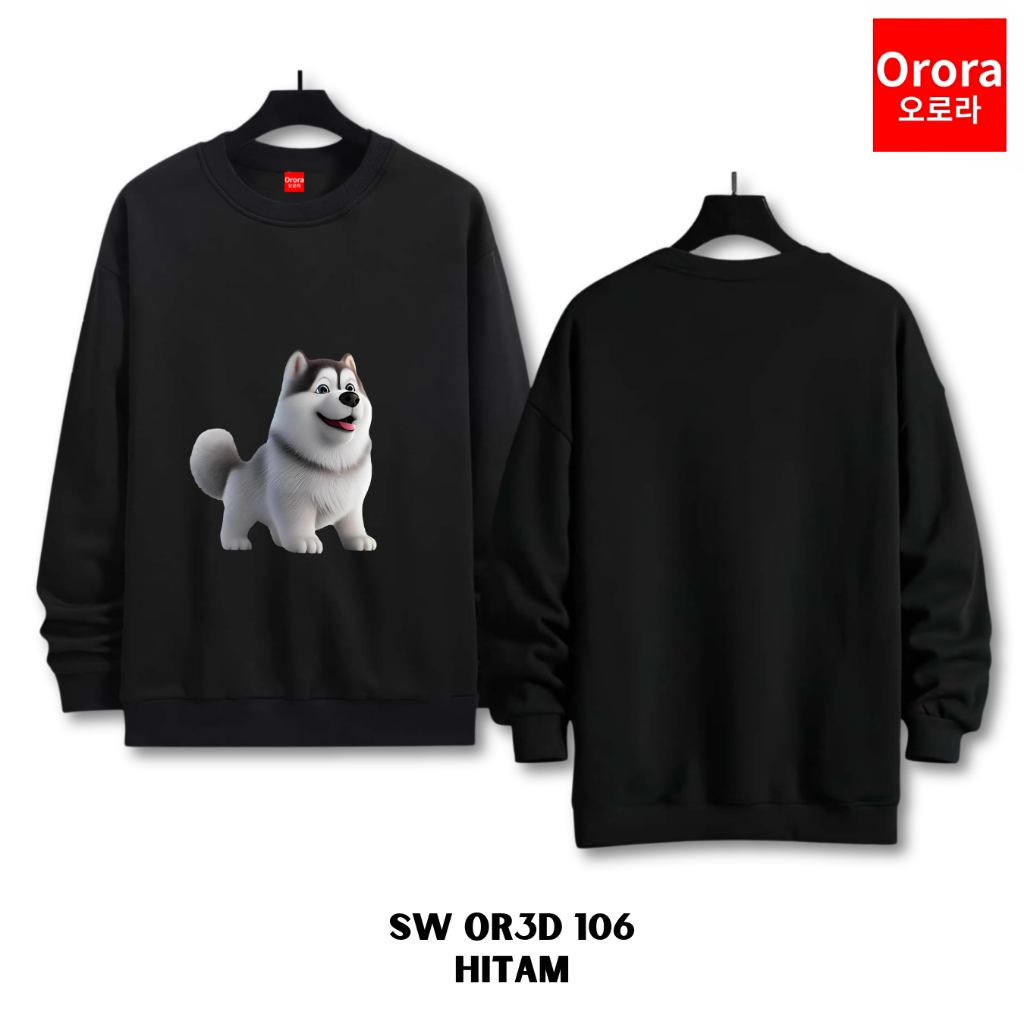 Orora Sweater Wanita Cute Husky Dog - Baju Atasan Sablon High Quality Pria Wanita Ukuran S M L XL XXL XXXL keren Original SW OR3D 106