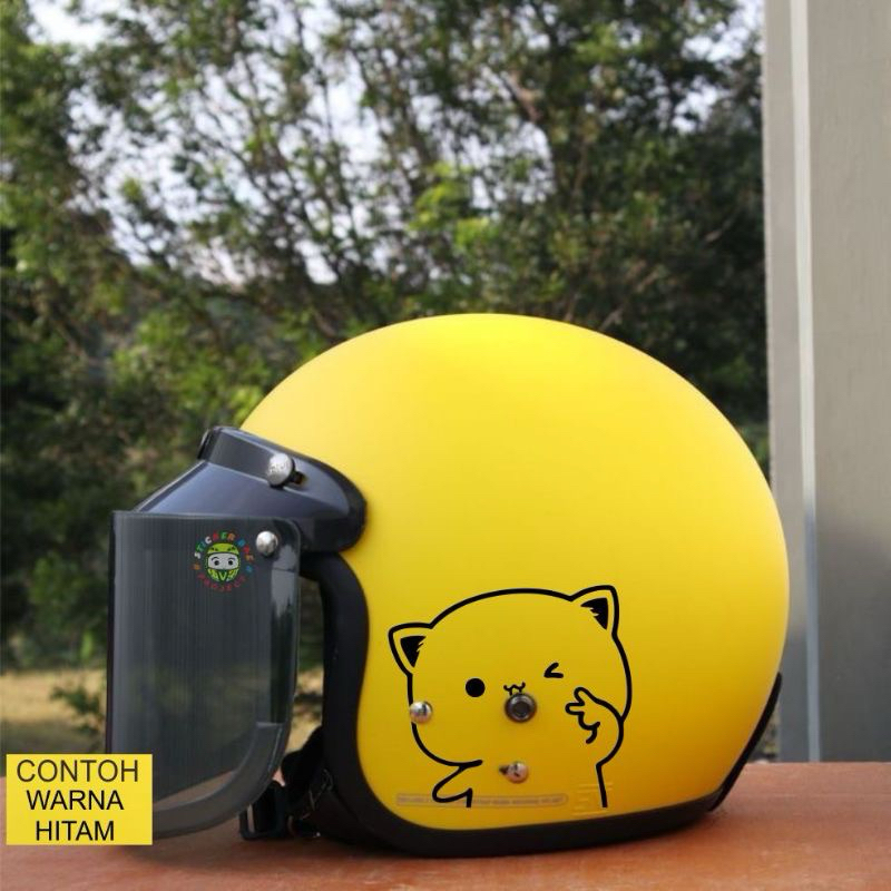 STIKER KUCING MOCHI STICKER HELM EMOT LUCU STICKER CUTTING