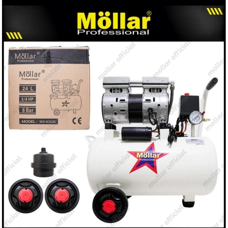 Kompresor Udara MOLLAR AC1024S Kompresor Udara Tanpa Oli Silent Oilless Air Compresor