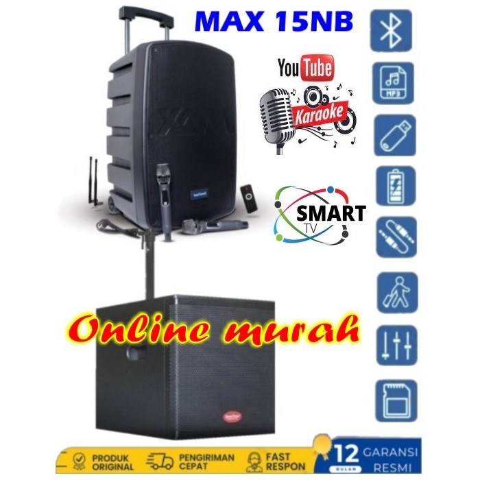 speaker portable baretone max15nb subwoofer sw15 15 inch original
