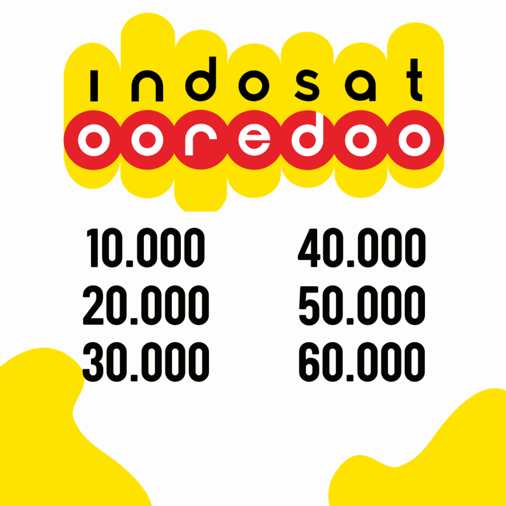Pulsa Reguler Indosat Ooredoo 10 Ribu 20 Ribu 30 Ribu 40 Ribu 50 Ribu 60 Ribu