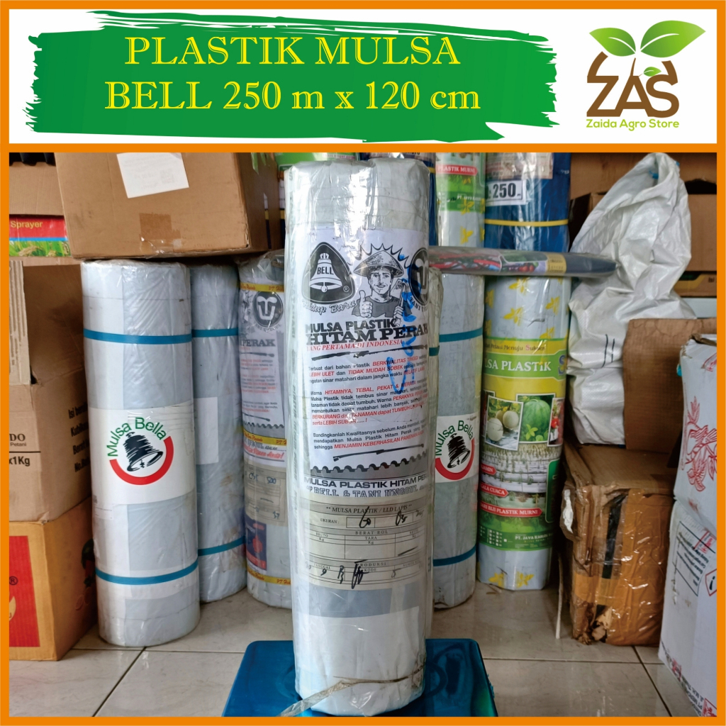 PLASTIK MULSA HITAM PERAK PERTANIAN - BELL 250 M