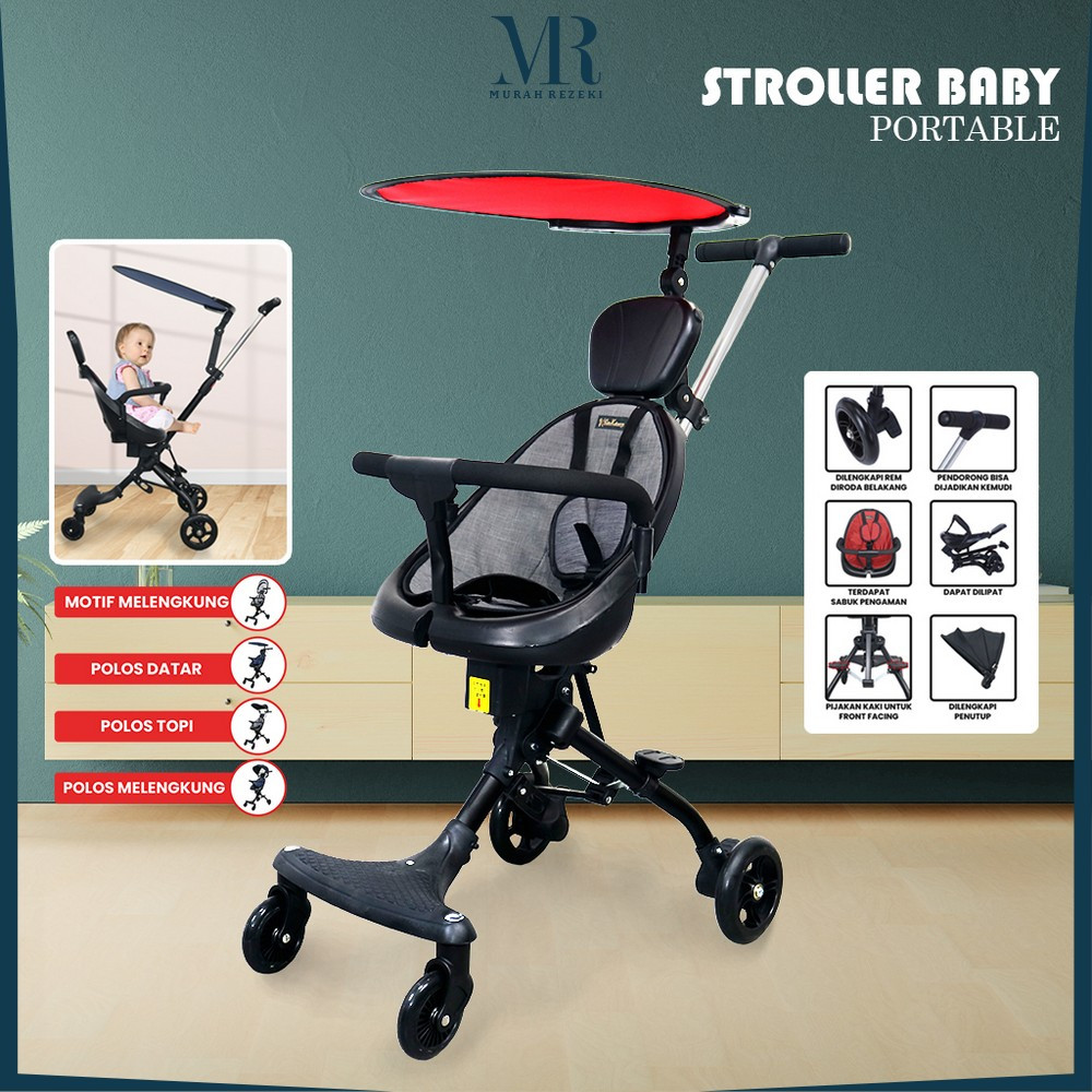 Kereta Dorong Roda 4 Stroller Lipat Travelling / Perlengkapan Bayi Micro Trike / Stroller Baby Canop
