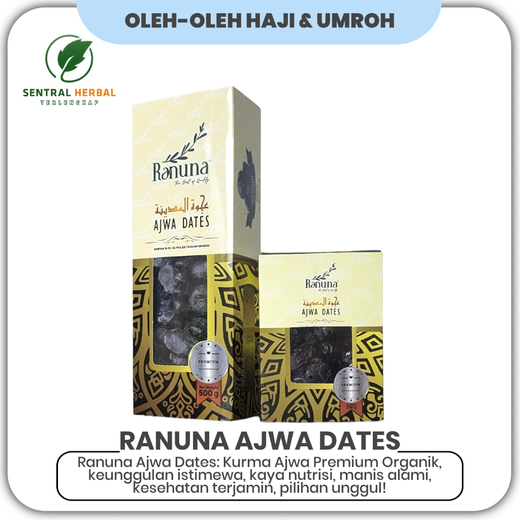 

Ranuna Ajwa Dates - Kurma Ajwa Premium Organik Isi 500 Gram