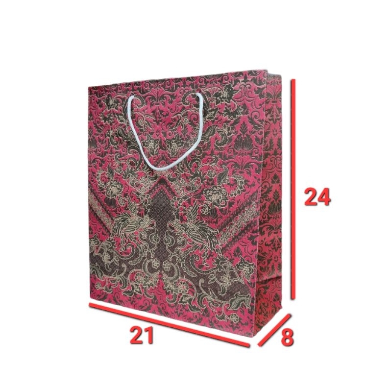 

Paperbag batik ukuran buku 21x24x8 1pak isi (12pcs)