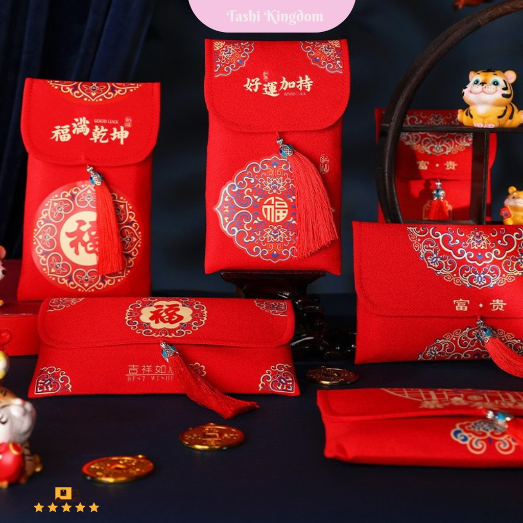 

Dompet Imlek Merah Premium, Dompet amplop imlek fu dompet kain cina Dompet angpao kain imlek