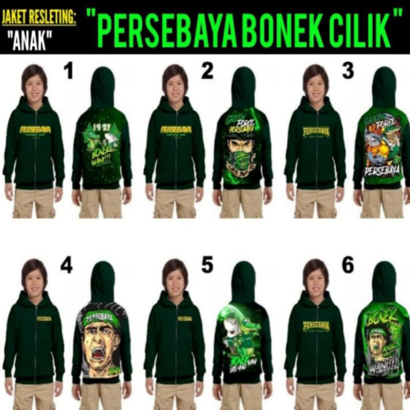 Jaket Hoodie Resleting Anak Persebaya Bonek Cilik