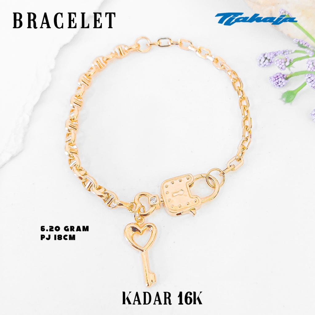 Bracelet/Gelang Wanita Gembok Kunci Model Rantai Flix Variasi Holofancy 16K
