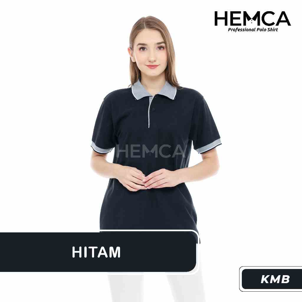 Kaos Polo Kombinasi Hitam - Hemca Professional Polo Shirt / Kaos Kerah Kombinasi