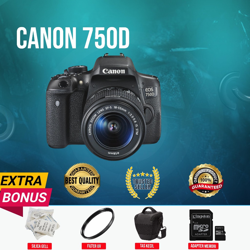 [GUBUK KAMERA] DSLR CANON 750D KIT 18-55MM IS II ORIGINAL NORMAL MULUS MURAH  (Second)