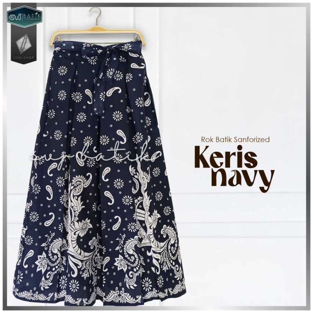 ROK BATIK ALUSAN KERIS NAVY BAWAHAN BATIK WANITA TERKINI ORI SVJ MURAH ORIGINAL REALPICT
