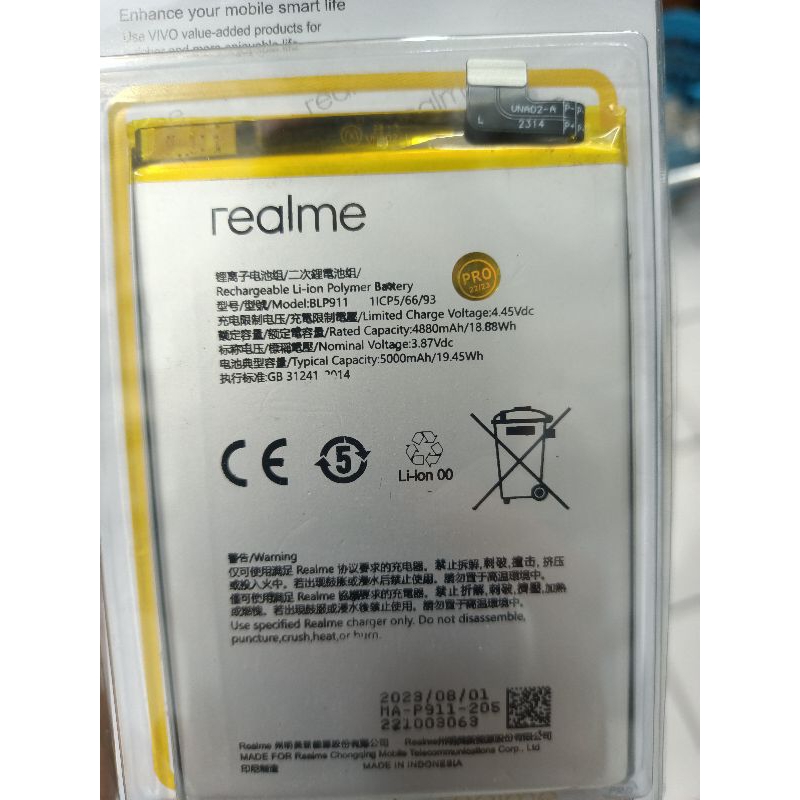 Baterai batre batrai Realme BLP911/baterai Realme9 pro/V25