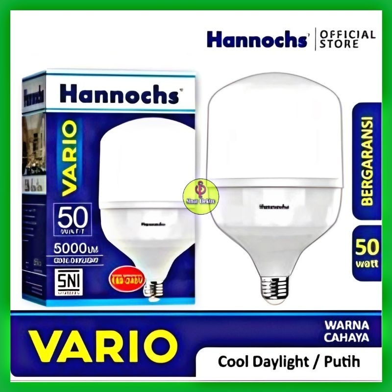 BOLA LAMPU HANNOCHS VARIO JUMBO COOL DAYLIGHT  LED 32Watt 40Watt 45Watt 50Watt CAHAYA PUTIH