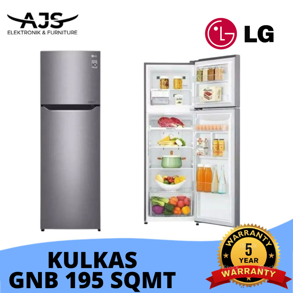 Kulkas 2 Pintu LG GNB 195 SQMT Low Watt Inverter Garansi 10 Th