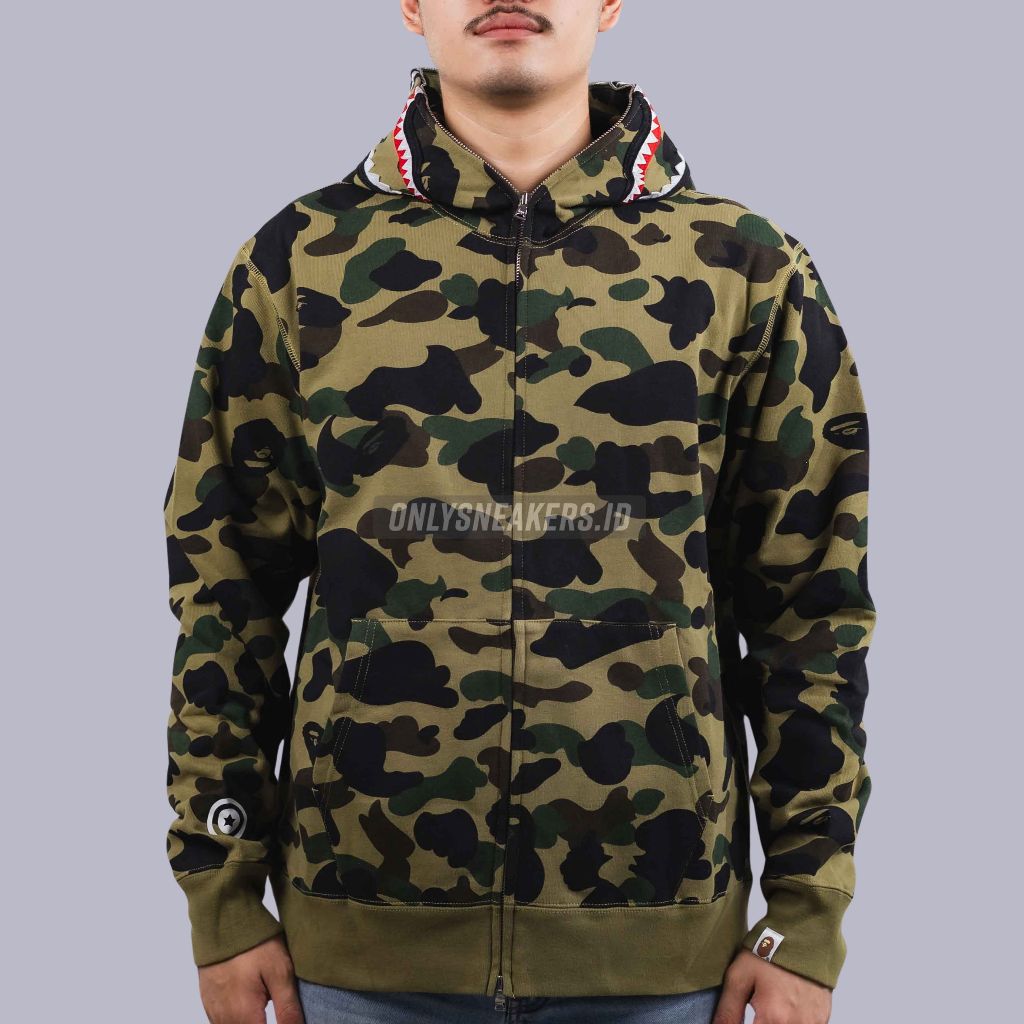 BAPE GREEN CAMO SHARK FULL ZIP HOODIE