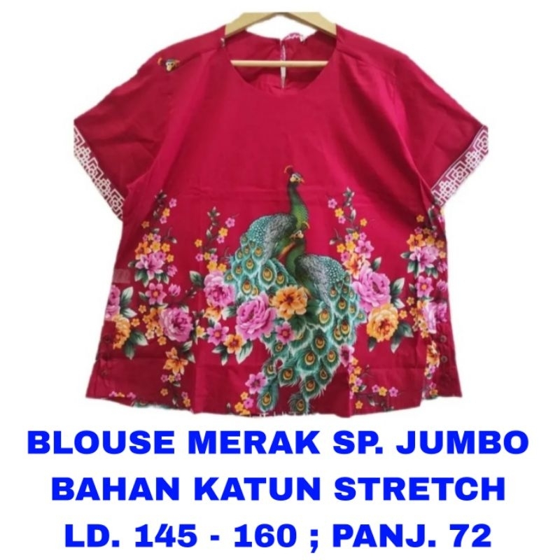 WK BLOUSE MERAK WANITA SUPER JUMBO LD. 140 150 160 BAJU ATASAN IMLEK SINCIA BATIK