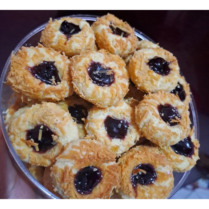 

Thumbprint selai blueberry /kue kering lembut ,rugih kue Thumbprint