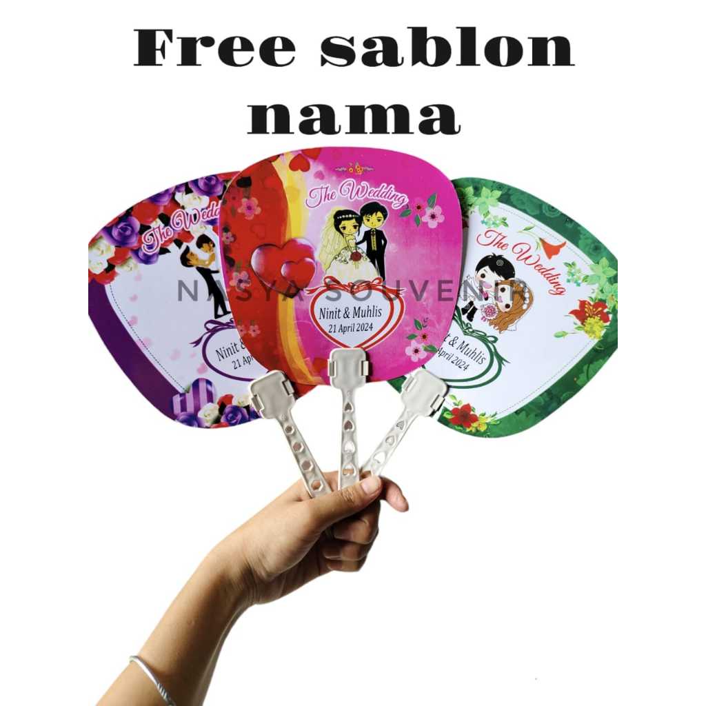 Souvenir Kipas Wedding Sablon Nama Pengantin Kemasan Plastik Sovenir Pernikahan Murah