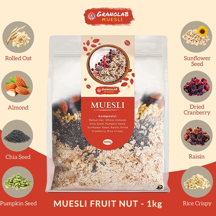 

Harga Spesial Muesli Fruit and Seed 1 kg Granolab Muesli