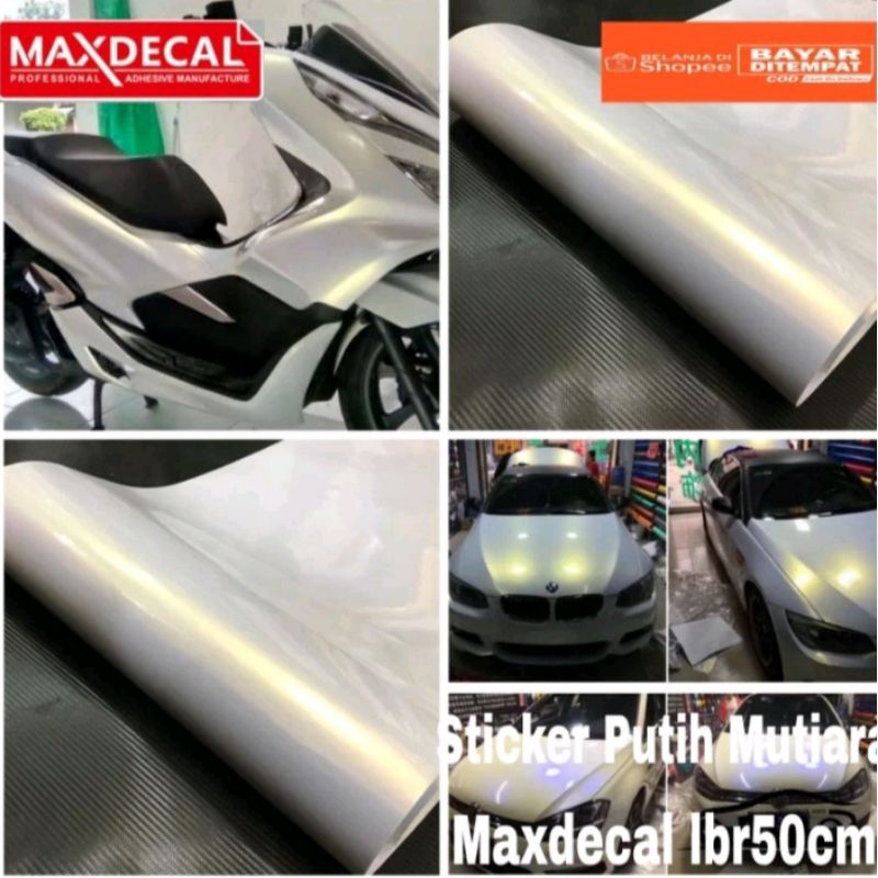 STIKER SKOTLET PUTIH MUTIARA SKOTLET MOTOR PUTIH GLOSY SCOTLET BUNGLON