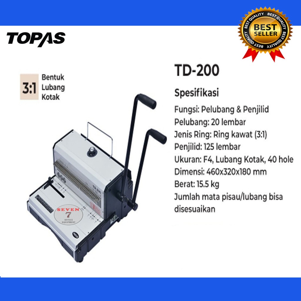 

mesin jilid kawat topas TD-200 pembolong kertas lubang kotak