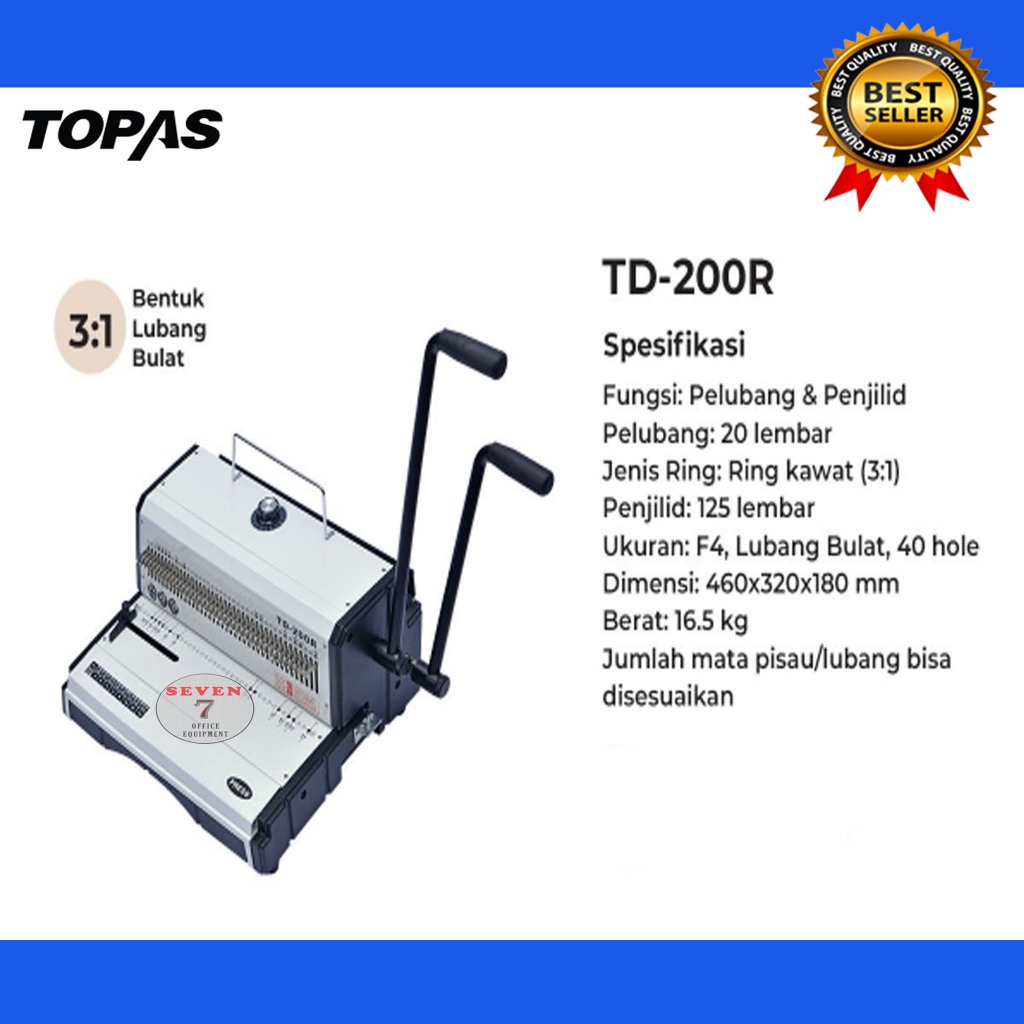

mesin jilid kawat topas TD-200R pembolong kertas lubang bulat