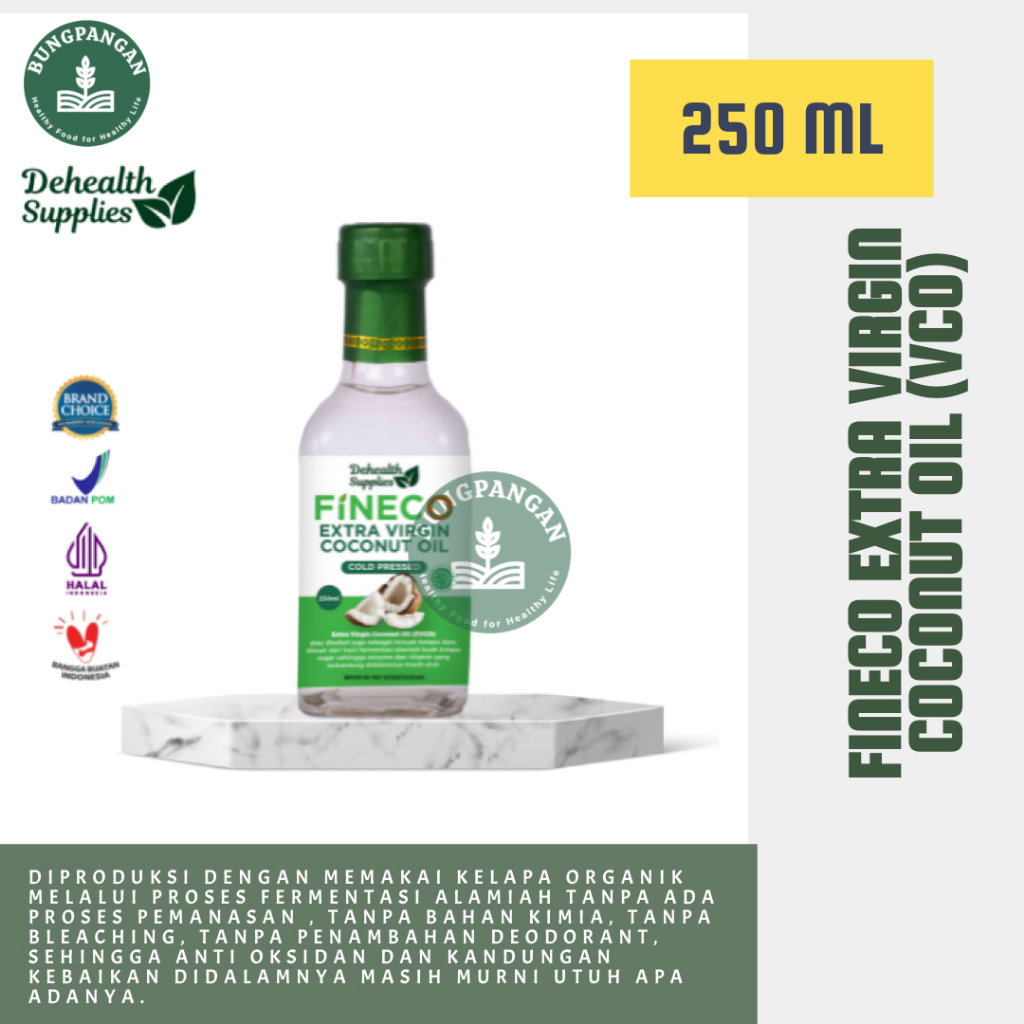 

Fineco DeHealth Extra Virgin Coconut Oil - Botol Kaca 250 ml