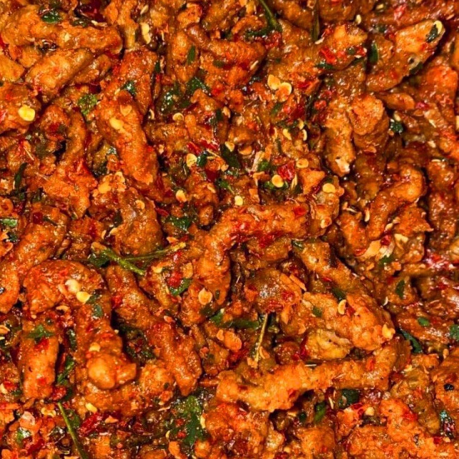 

Untung maksimal Usus Krispi kripik usus 5 Gram 5Gram usus Crispy bumbu Pedas daun jeruk mantap