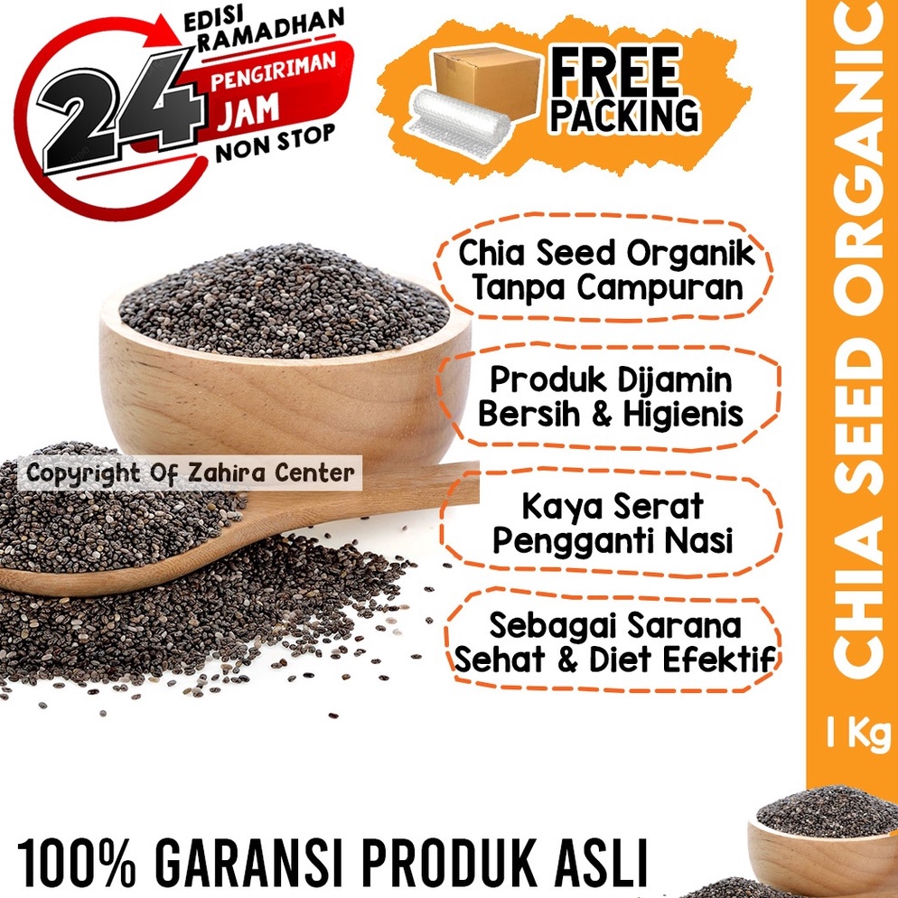 

Ekstra benefit Chia Seed Premium 1Kg Mexico Kualitas Terbaik Untuk Diet Keto Kaya Serat Pengganti Nasi Shirataki