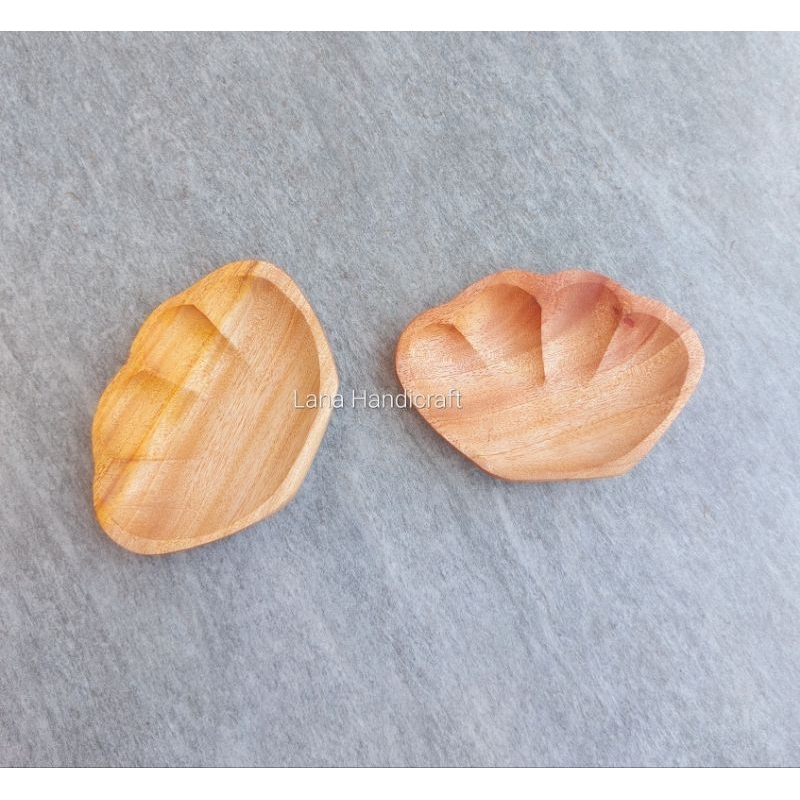 piring kayu/wadah saji kayu model kerang/kayu mahoni